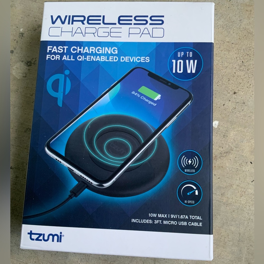 NIB Tzumi Wireless Charge Pad - Black - Brand New In Box